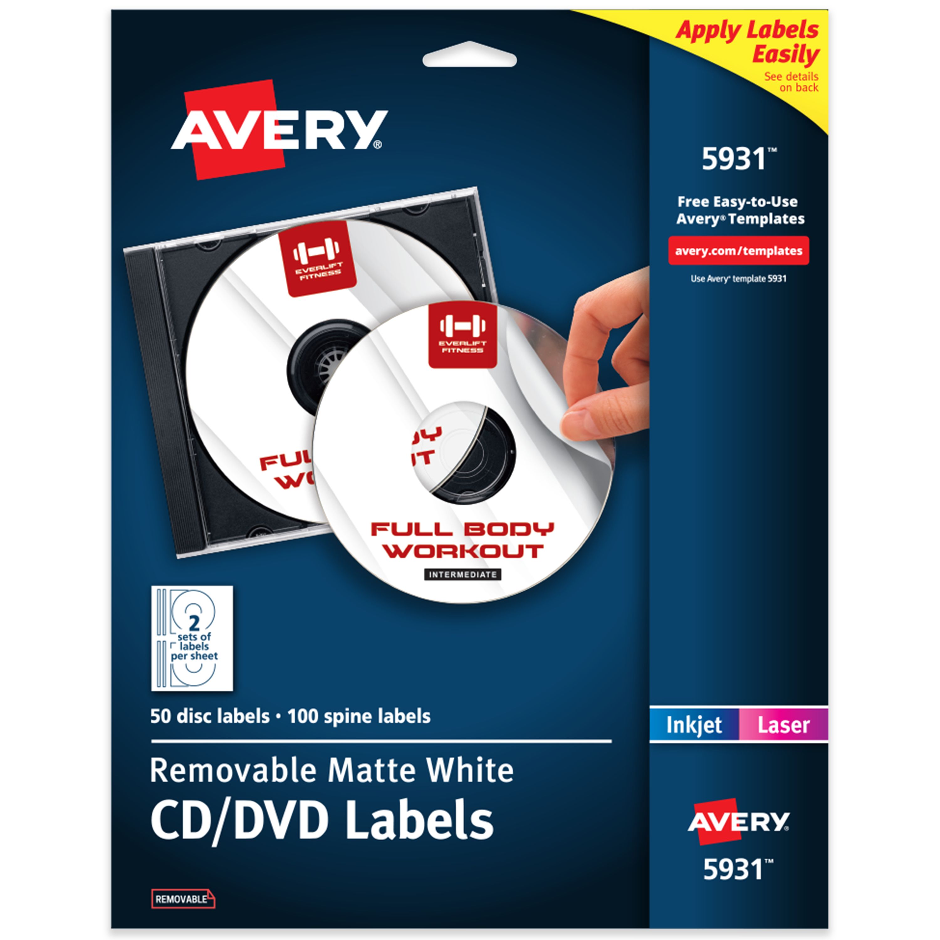 CD Labels, 50 CD Labels & 100 Spine Labels 5931 | Avery